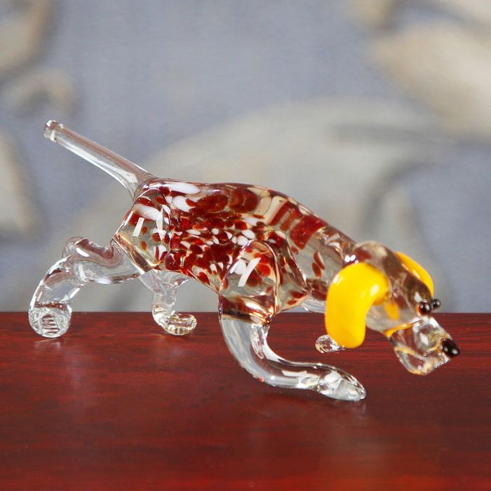 Сувенир из стекла миди, собака "Гончая", микс, 10 х 2,5 х 3,5 см