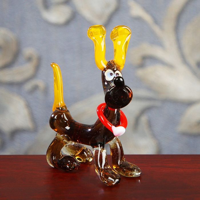 Сувенир из стекла миди, собака "Бигль", микс, 6 х 3 х 8 см
