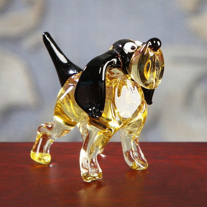 Сувенир из стекла миди, собака "Бассет", 6 х 3 х 6 см