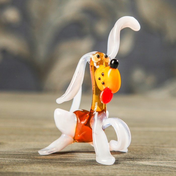 Сувенир из стекла средняя собака "Сердечко", микс, 10 х 4 х 10 см