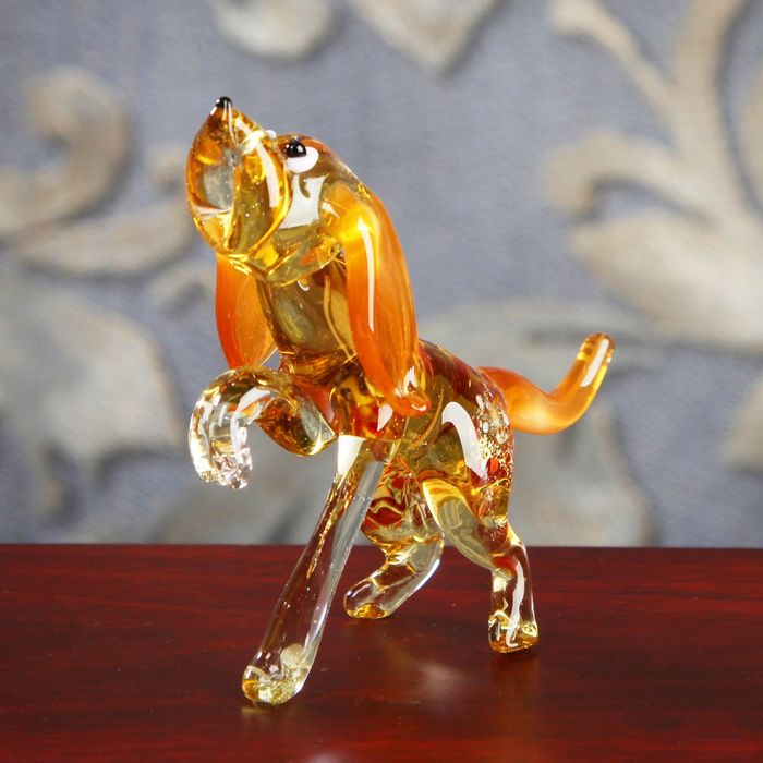 Сувенир из стекла средняя собака "Дай лапу", 10 х 3,5 х 8,5 см