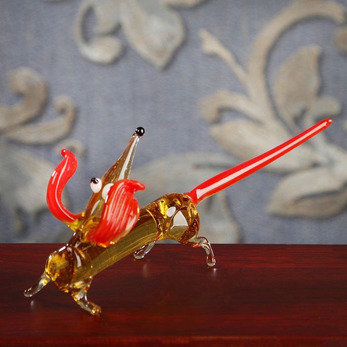 Сувенир из стекла средняя собака "Такса", 12 х 3,5 х 6 см