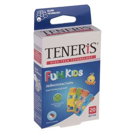 Лейкопластырь бактерицидный Teneris 'Fun Kids' с ионами серебра на полимерной основе. 20 шт Ош