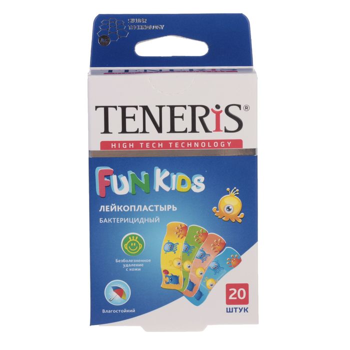 Лейкопластырь бактерицидный Teneris Fun Kids с ионами серебра на полимерной основе. 20 шт продажа, цена в Минске