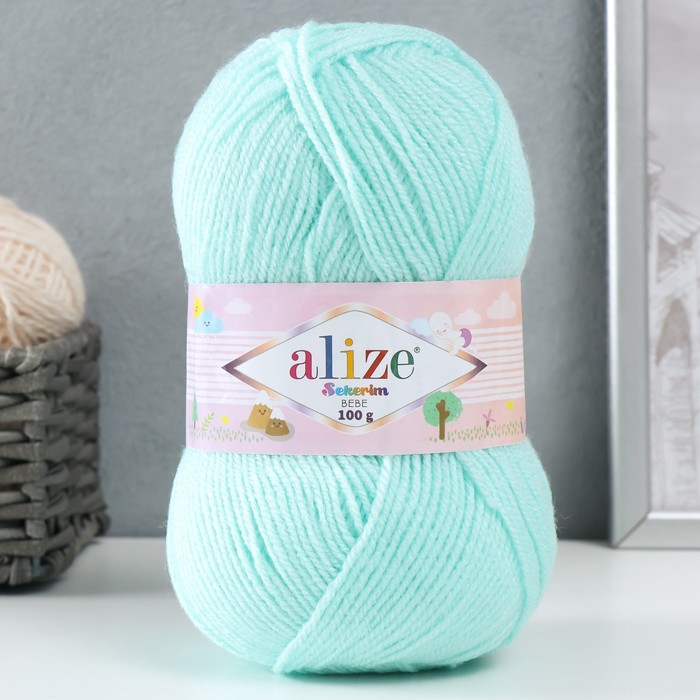 Пряжа "Sekerim Bebe" 100% акрил 320м/100гр (19 св. зеленый)