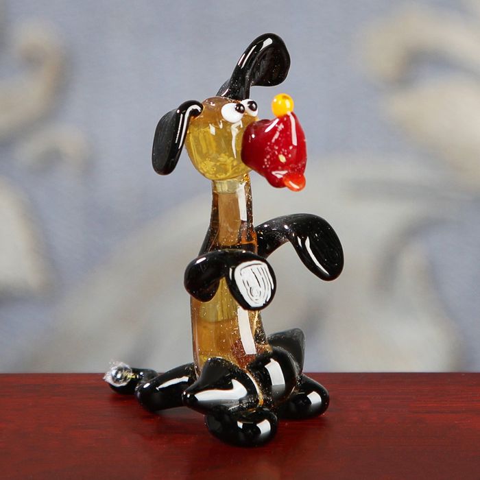 Сувенир из стекла миди собака "Циркач", 3,5 х 3 х 6 см