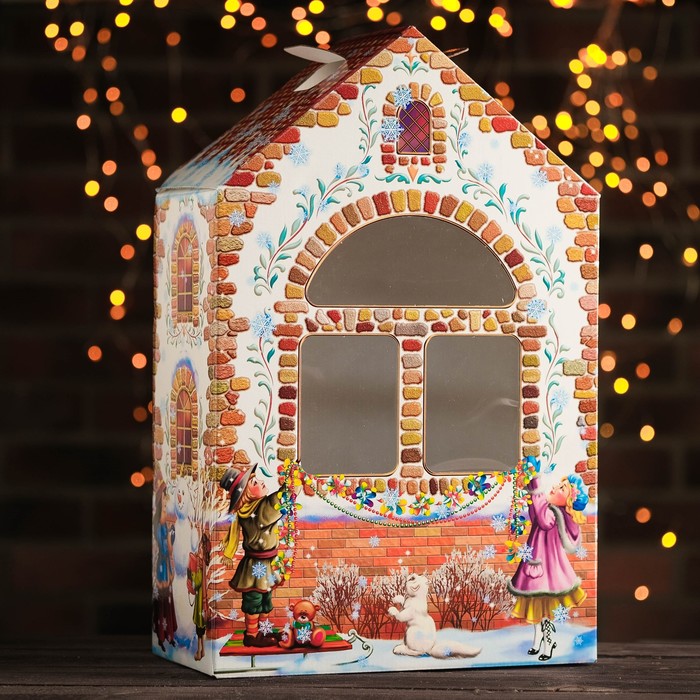 Подарочная коробка "Домик ретро" большой с окошком, сборная, 30,5 х 15 х 47 см