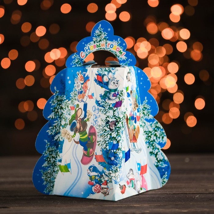 Подарочная коробка "Праздничная горка",ёлка малая, сборная, 19,5 х 14 х 25 см