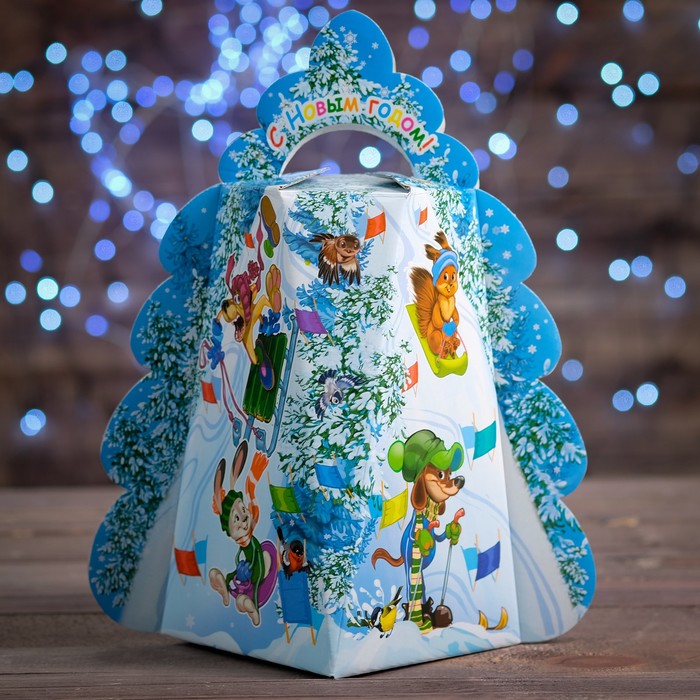 Подарочная коробка "Праздничная горка" форма ёлочки, сборная, 28,5 х 20 х 35 см