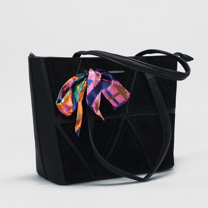 Сумка женская на молнии, 1 отдел с перегородкой, наружный карман, цвет чёрный