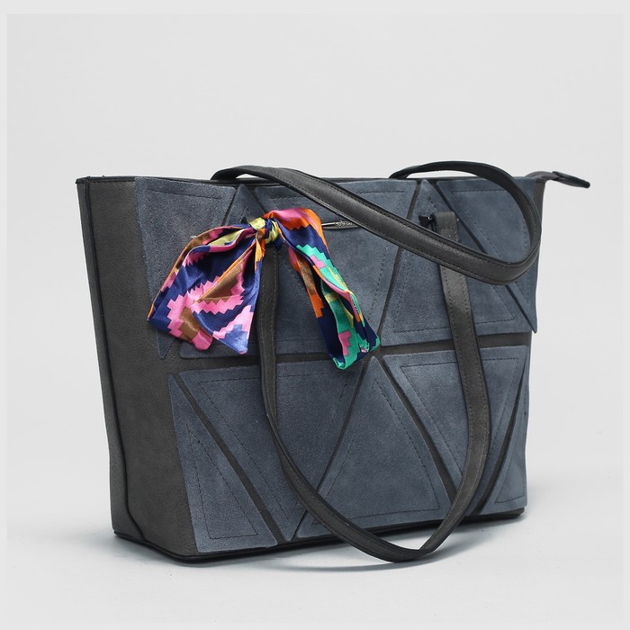 Сумка женская на молнии, 1 отдел с перегородкой, наружный карман, цвет серый