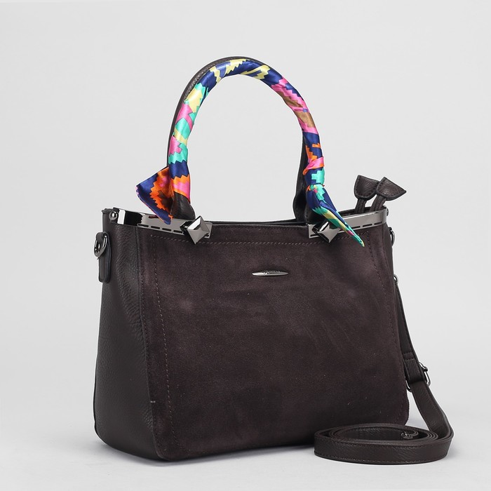 Сумка женская на молнии, 2 отдела, наружный карман, длинный ремень, цвет коричневый