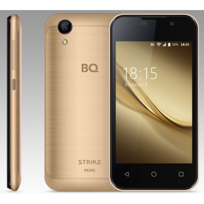Смартфон BQ S-4072 Strike Mini Gold Brushed 2sim, 4,0" 800*480, 1GB+8Gb, 5Mp+2Mp