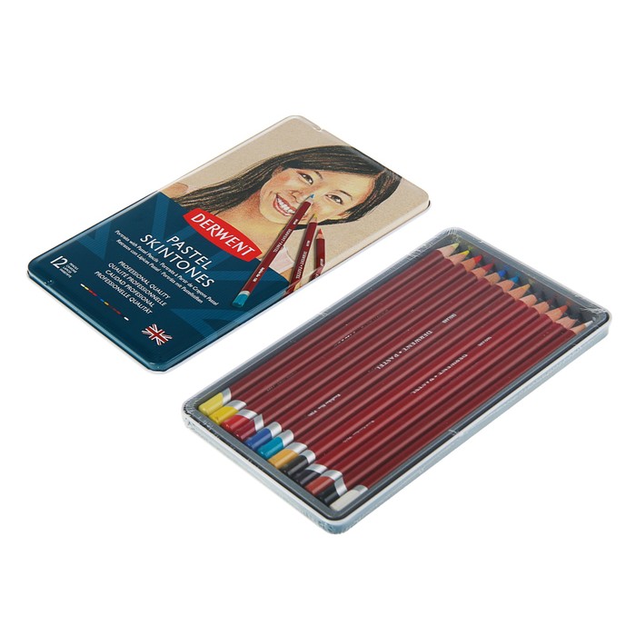 Пастель сухая худ в карандаше набор Derwent Pastel 12цв оттенки кожи метал.упак 2300563
