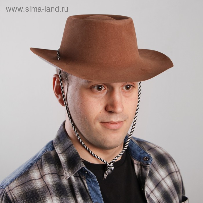 фото Карнавальная шляпа с большими полями, коричневая