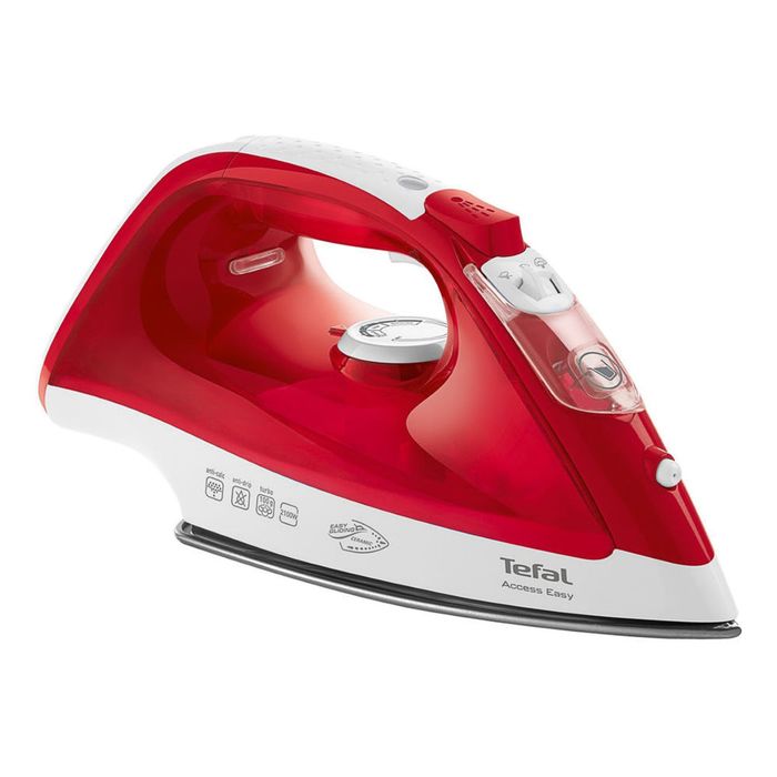 Утюг Tefal FV1543E0, 2500 Вт, вертикальное отпаривание, паровой удар, красный/белый