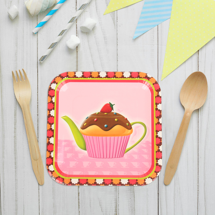 Набор бумажных тарелок "Чаепитие" (10 шт), 23 см