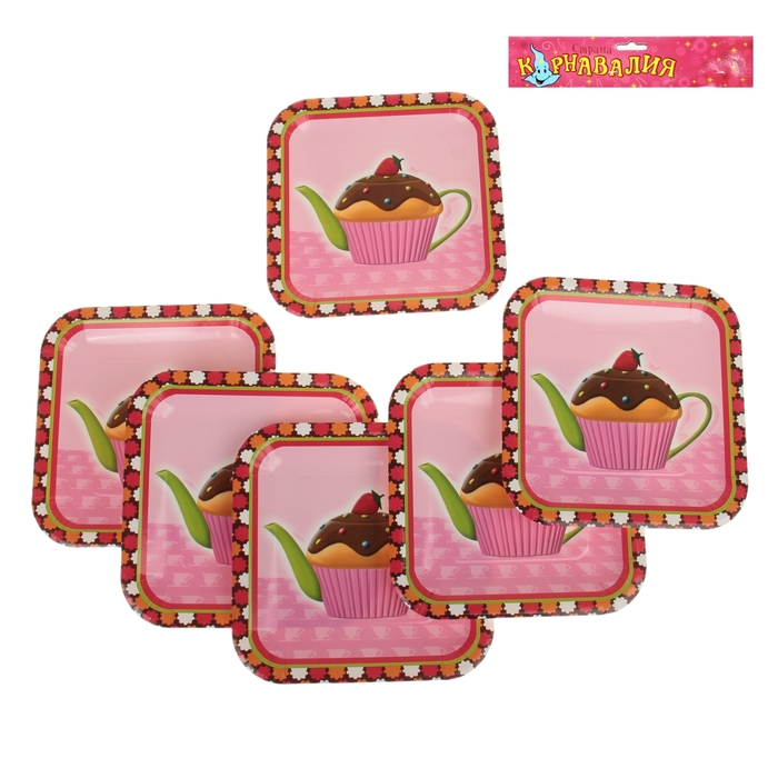 Набор бумажных тарелок "Чаепитие" (10 шт), 23 см