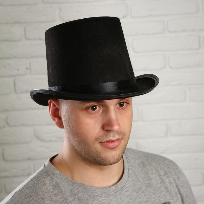  Карнавальная шляпка «Цилиндр», р-р 56-58, цвет чёрный
