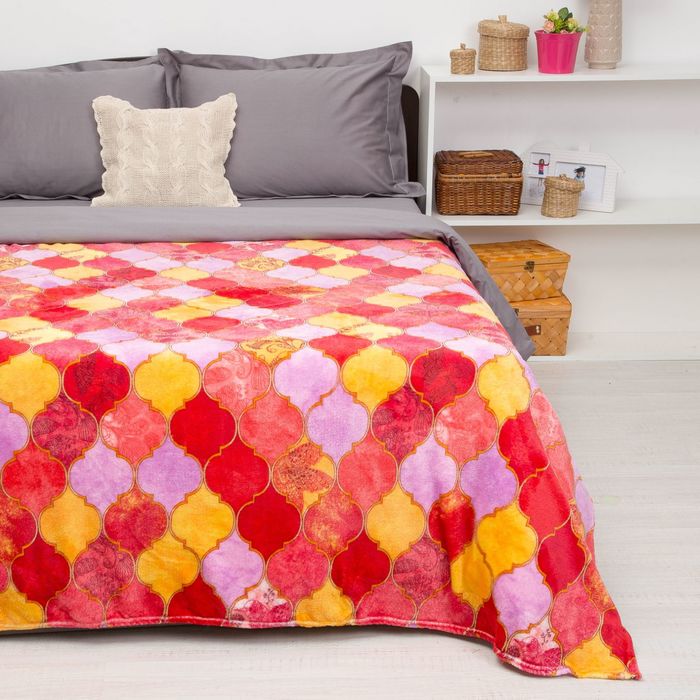 Покрывало постельное "Павлина"  Мозаика красная,150 х 200 см аэрософт 190гр/м2, пэ100%