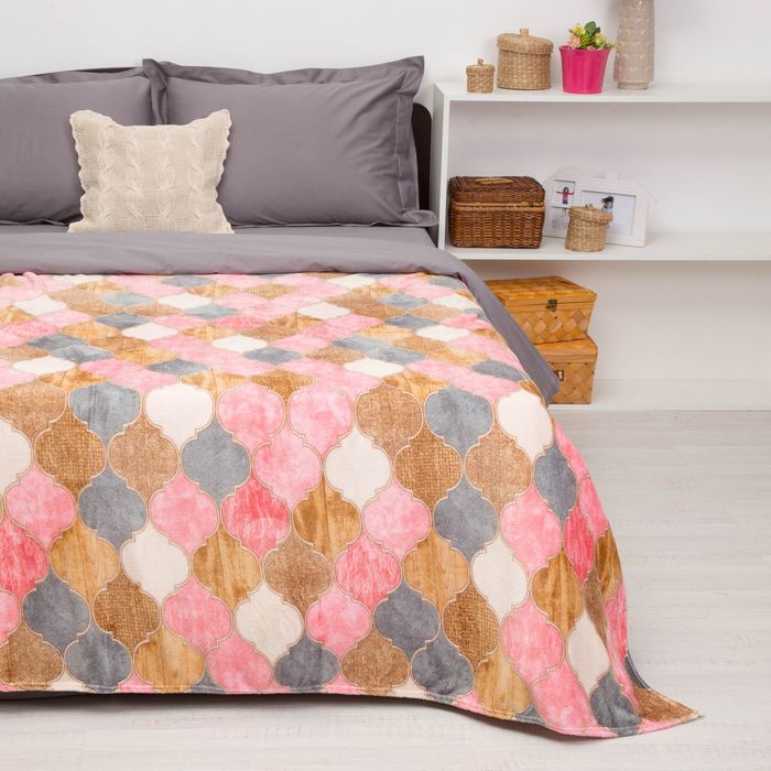 Покрывало постельное "Павлина"  Мозаика розовая, 150 х 200 см  аэрософт 190гр/м2, пэ100%