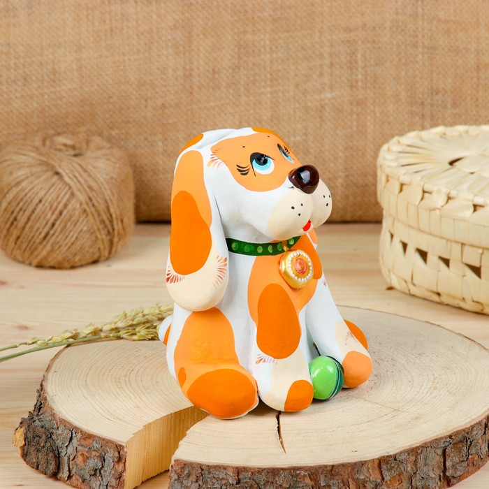 Копилка, ковровская глиняная игрушка «Собака»