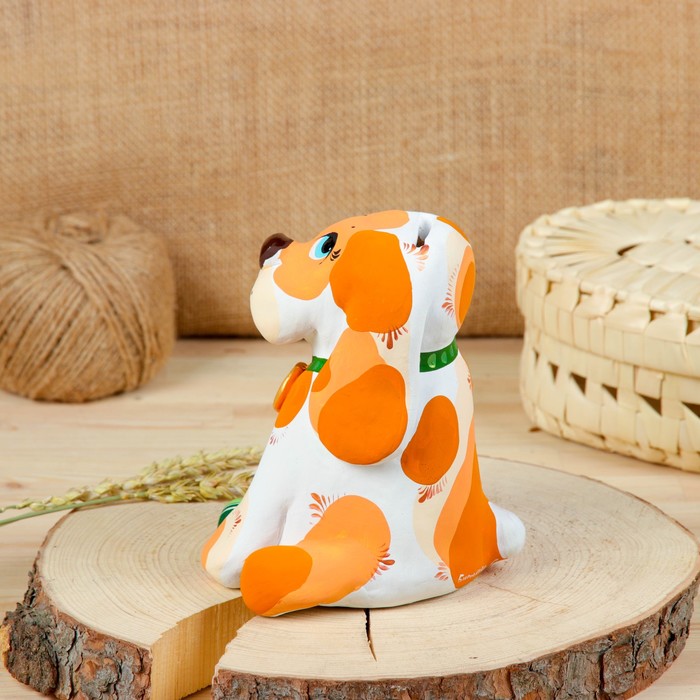 Копилка, ковровская глиняная игрушка «Собака»