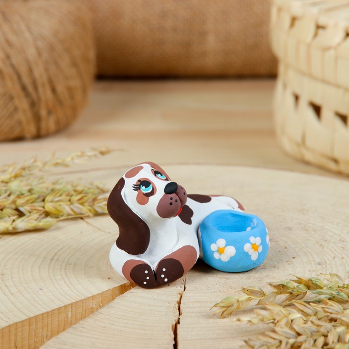 Подсвечник, ковровская глиняная игрушка «Собачка»