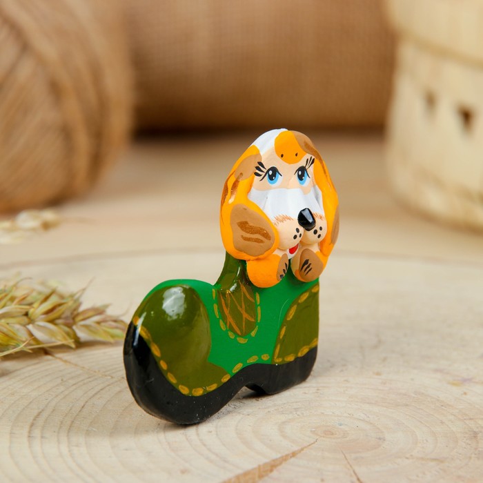 Магнит, ковровская глиняная игрушка «Собачка в башмаке», микс