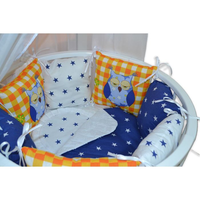 Комплект в круглую кроватку «Мудрый филин», 19 предметов