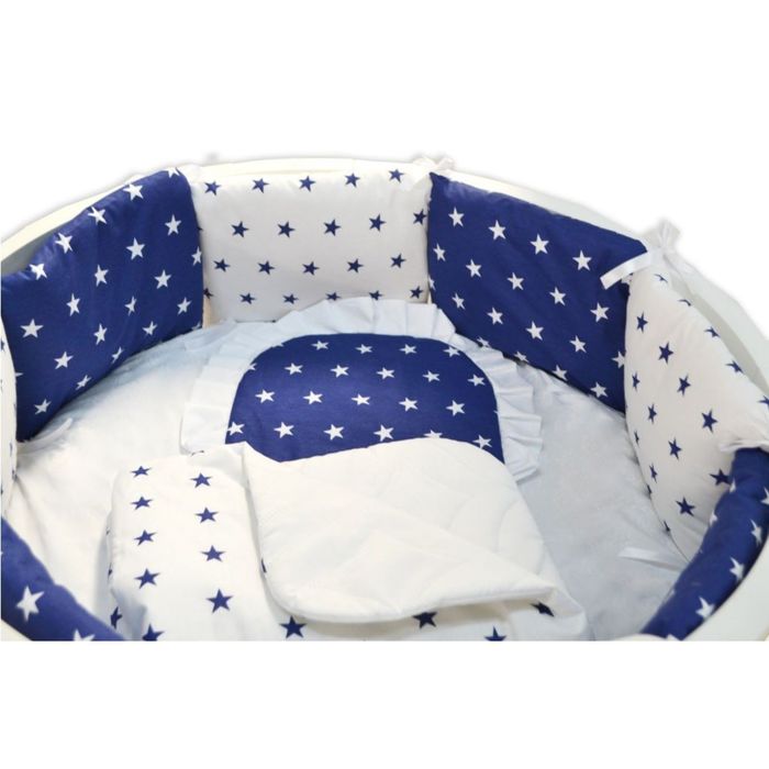 Комплект в круглую кроватку «Северное сияние», цвет синий, 19 предметов