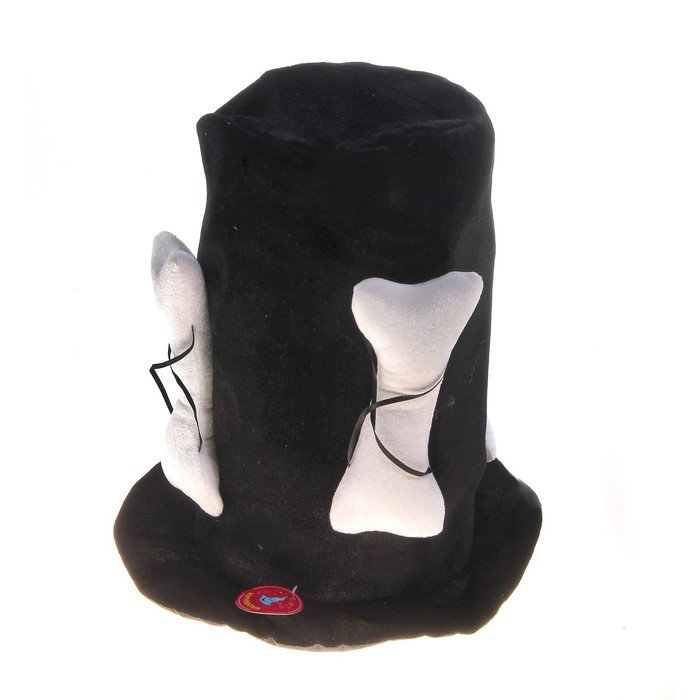 Шляпа карнавальная "Цилиндр с костями", черная