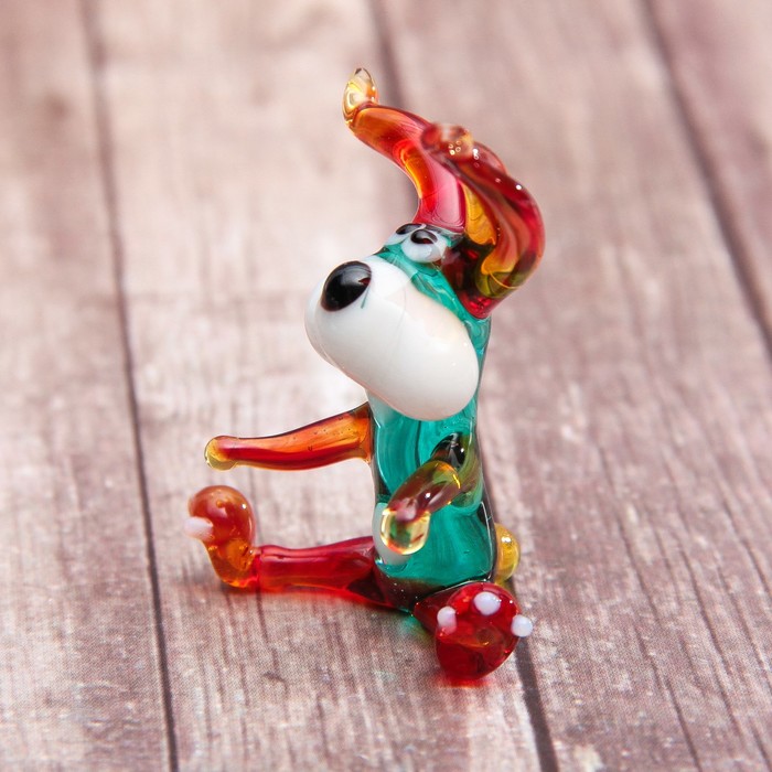 Сувенир стекло средняя фигурка "Заяц щекастый сидя" 5х3,5х4 см МИКС