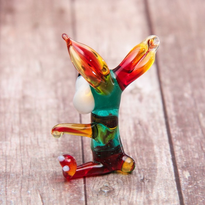 Сувенир стекло средняя фигурка "Заяц щекастый сидя" 5х3,5х4 см МИКС