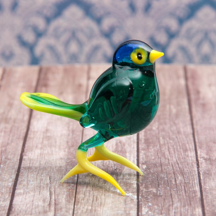 Сувенир стекло крупная фигура "Воробей" 6,5х7,6х3,7 см