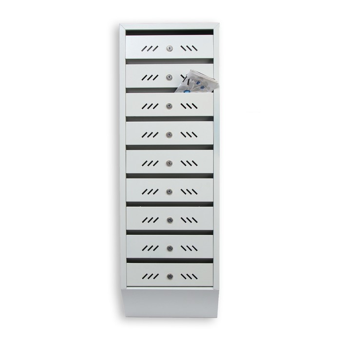 фото Ящик почтовый многосекционный, 9 секций, с задней стенкой, серый