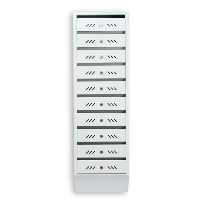 Ящик почтовый вертикальный многосекционный, 6 секций, с задней стенкой, замок с ключами, серый