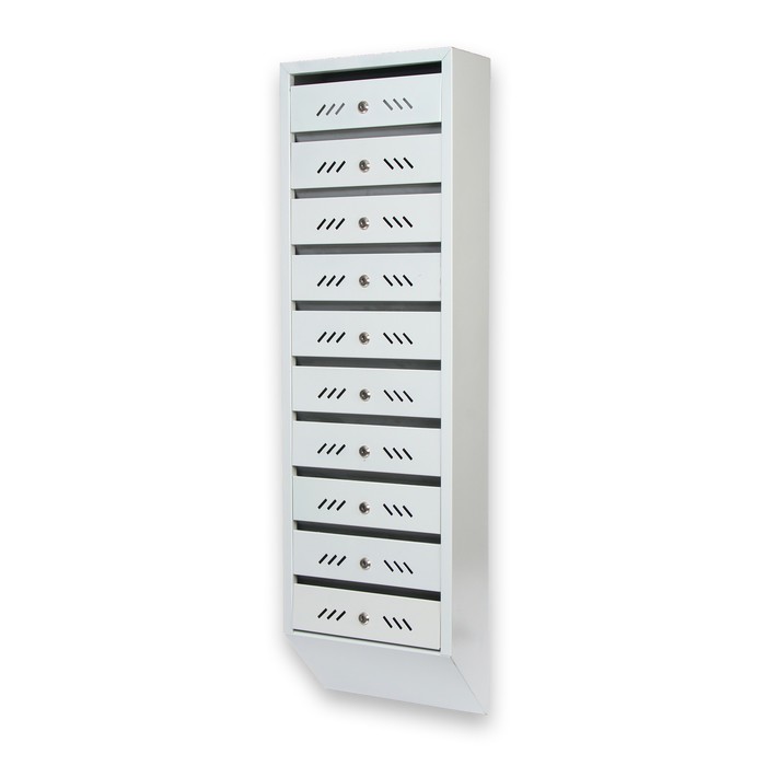 Ящик почтовый вертикальный многосекционный, 6 секций, с задней стенкой, замок с ключами, серый