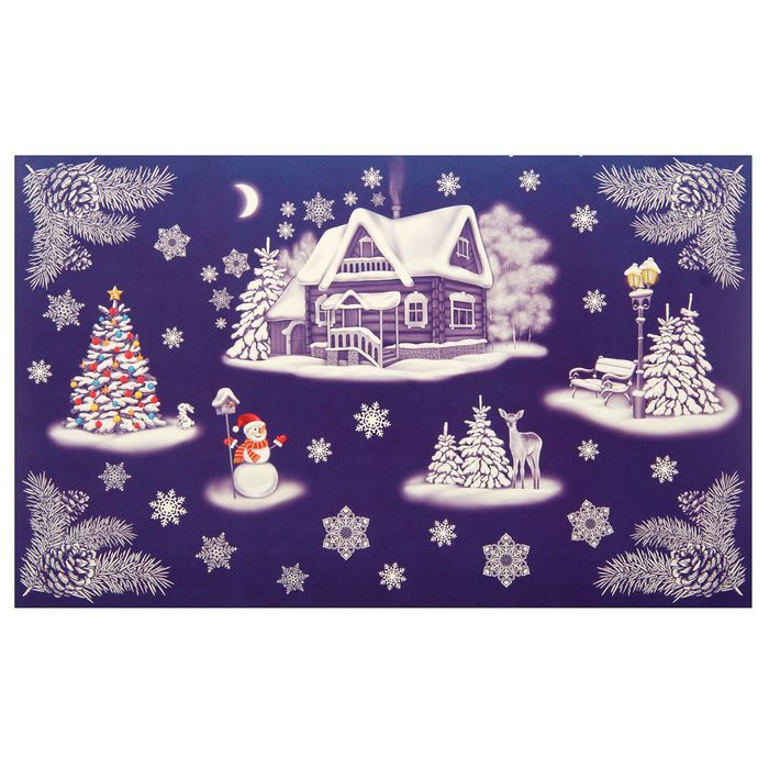 Наклейки на окна "Праздничная ночь" 2 листа