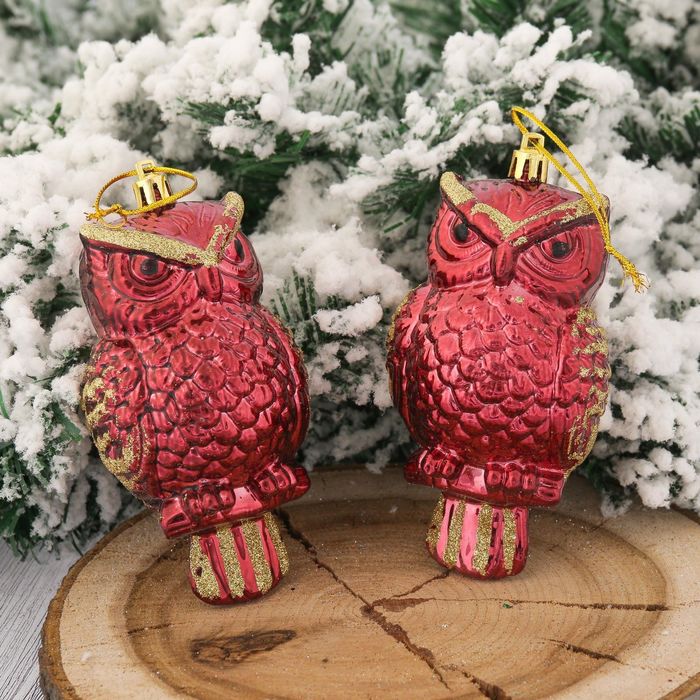 Набор украшений пластик 11*6,5*5 см 2 шт филин бордо