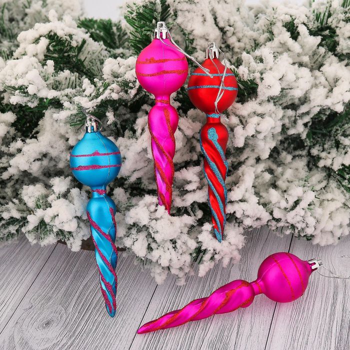 Набор украшений пластик 14,5*4 см 4 шт сосульки резьба