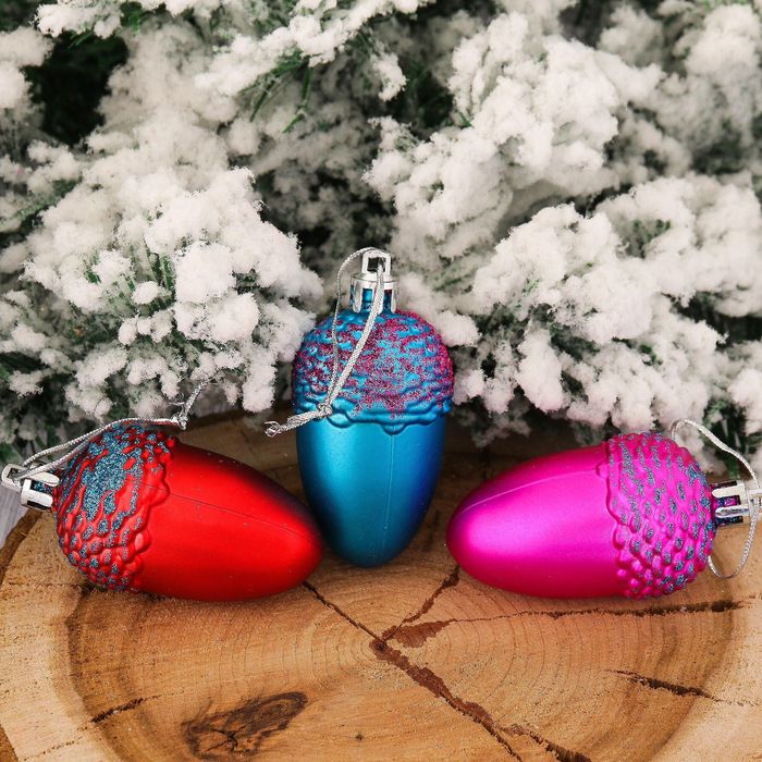 Набор украшений пластик 6*4 см 6 шт желудь цветной