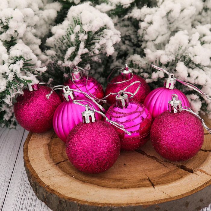 Набор шаров пластик d-4,5 см 24 шт ассорти фиолетовое