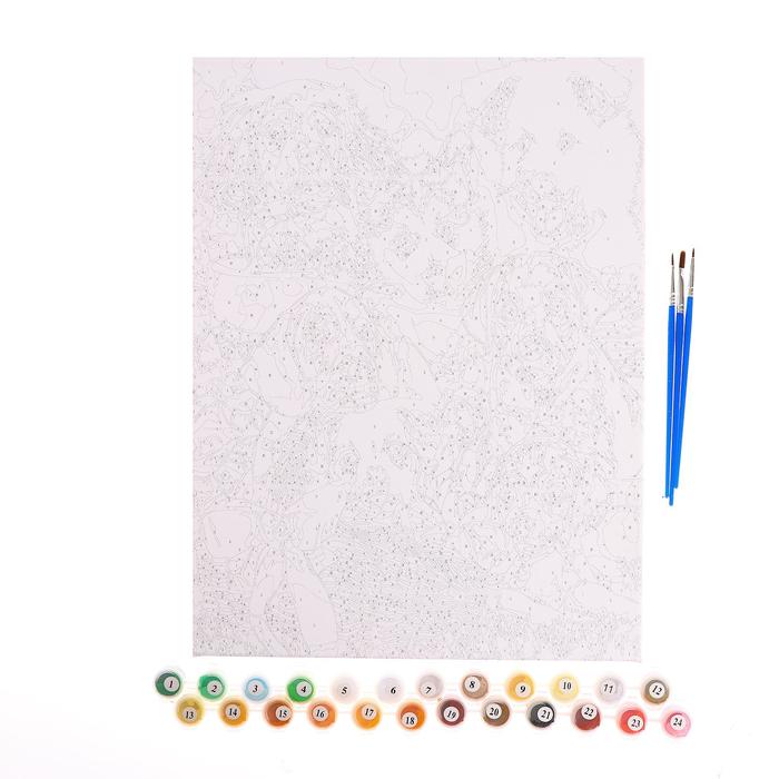 Роспись по холсту "Щенята" по номерам: краски по 3 мл + кисти + крепёж