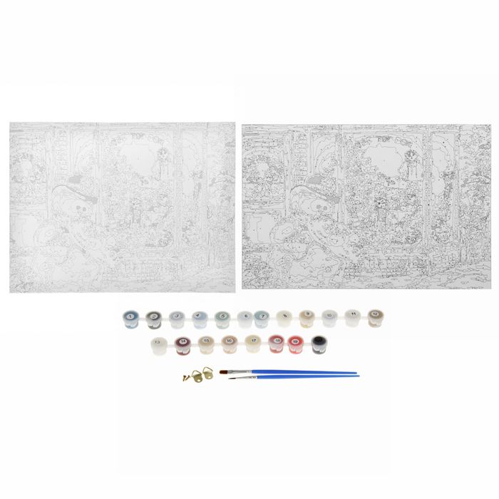 Роспись по холсту "Магазин игрушек" по номерам: краски по 3 мл + кисти + крепёж