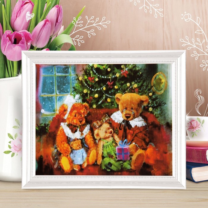 Роспись по холсту "Мишки" по номерам: краски по3 мл + кисти + крепёж