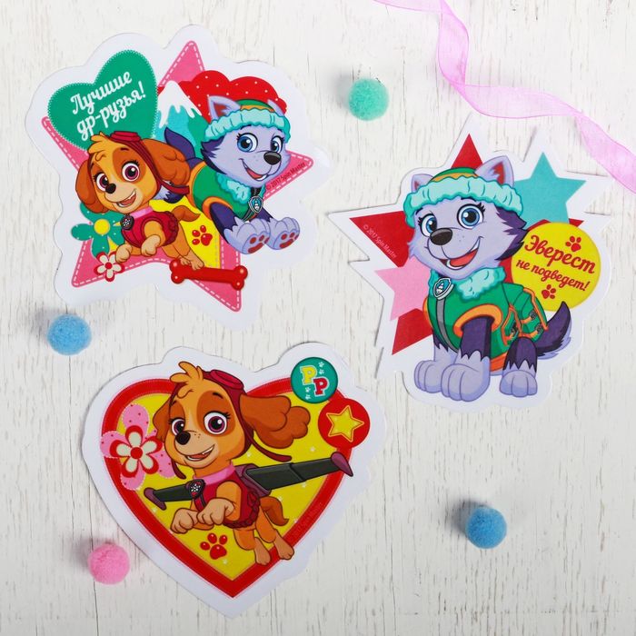 Щенячий патруль. Наклейки детские в ванну в наборе "Скай и Эверест", 10х10 см