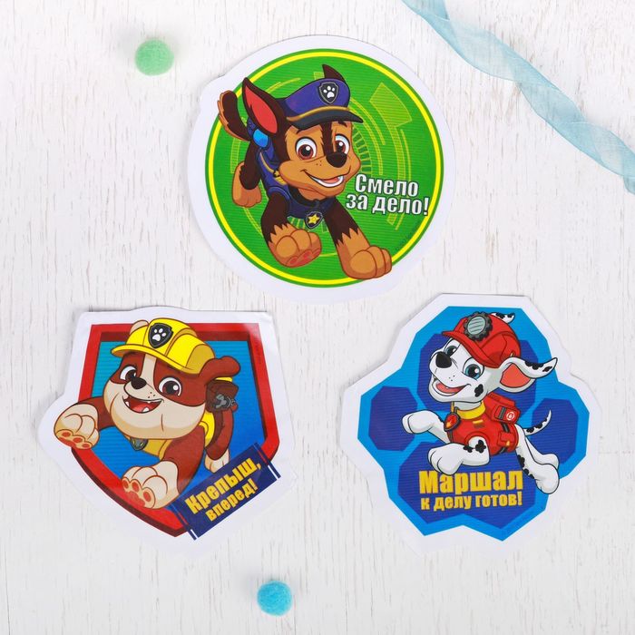 Щенячий патруль. Наклейки детские в ванну в наборе "Смело за дело!" , 10х10 см