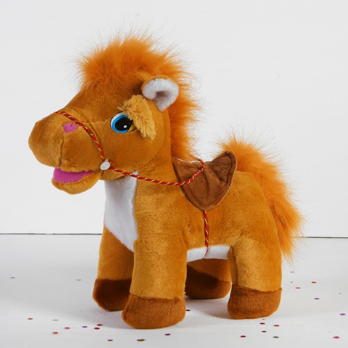 Мягкая игрушка "Лошадь с большими глазами" брови лохматые, цвета МИКС