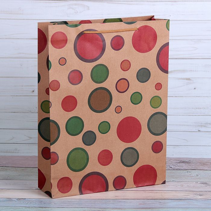 Пакет крафт "Круги", 31,5 х 9,5 х 41,5 см